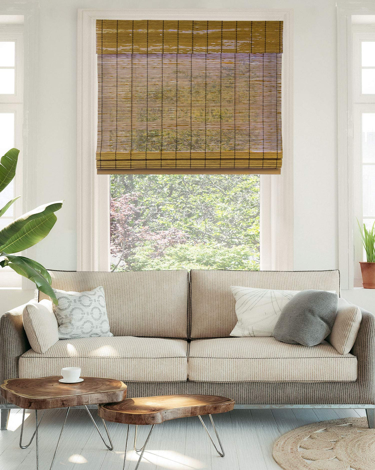 Chicology Cordless Bamboo Roman Shades - 27"W x 64"H in Fox CHICOLOGY
