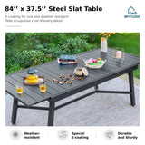 MFSTUDIO 9PCS Outdoor Patio Dining Set, Outdoor Table Chair Set with 1 Large Rectangular Expandable Table, 8 Armrest Chairs Include 6 Fixed and 2 Swivel Chair with Removable Cushions MFSTUDIO