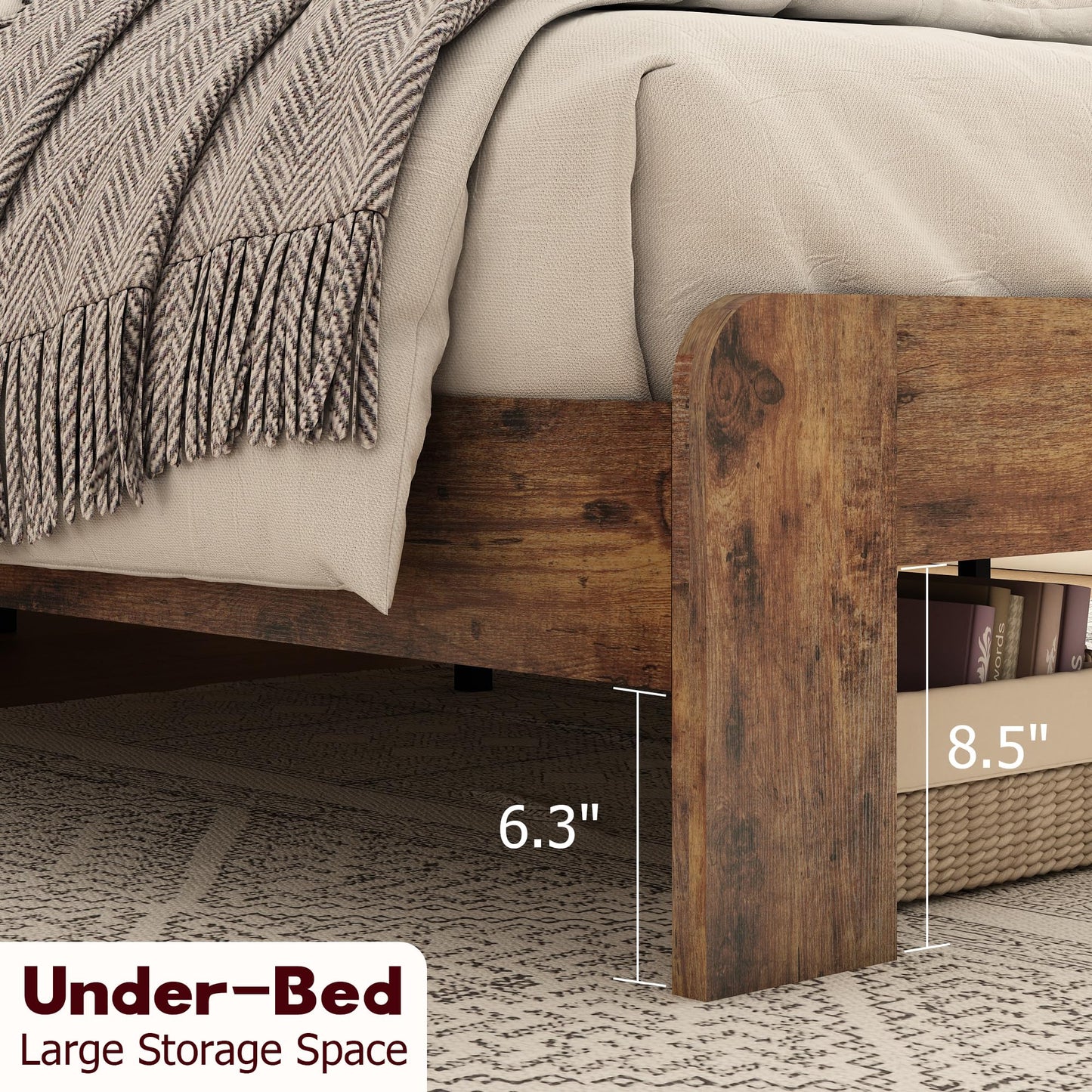 SAMTRA King Size Wooden Bed Frame with Adjustable LED Headboard and Storage Solutions - WoodArtSupply