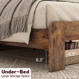 SAMTRA Rustic Farmhouse Full Size Bed Frame with Storage Headboard, Charging Station & Adjustable LED Lights SAMTRA