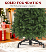 DWVO 7.5 FT Pre-Lit Slim Pencil Fraser Fir Artificial Christmas Tree with 350 Lights and 1000 Branch Tips, Green DWVO