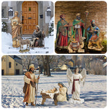 MorningRo 12 Pcs Christmas Outdoor Nativity Scene Set, Large 52" Tall Metal Holy Family Yard Decorations with Stake, Lifelike High Joseph, Mary, Baby Jesus, Angel, Three Kings, Shepherd, Donkey, Camel MorningRo