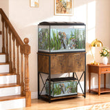 Piskyet 20-29 Gallon Fish Tank Stand,Metal Frame Aquarium Stand,Cabinet for Fish Tank Accessories,350Lbs,Rustic Brown Piskyet