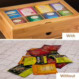 Bamboo Tea Bag Organizer Storage Box with Drawer & Acrylic Window - Magnetic Lid Keeps Contents Fresh - Ideal Mothers Day Gifts for Mom - Gift Caddy (Tea Not Included) Bambüsi
