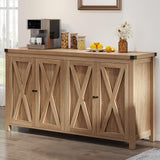 YITAHOME 55'' Sideboard Buffet Cabinet with Storage, Farmhouse Large Coffee Bar Cabinet with Adjustable Shelf for Kitchen, Living Room, Oak YITAHOME