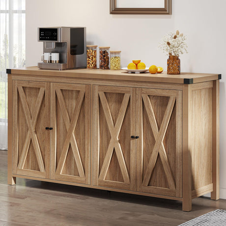 YITAHOME 55'' Sideboard Buffet Cabinet with Storage, Farmhouse Large Coffee Bar Cabinet with Adjustable Shelf for Kitchen, Living Room, Oak YITAHOME