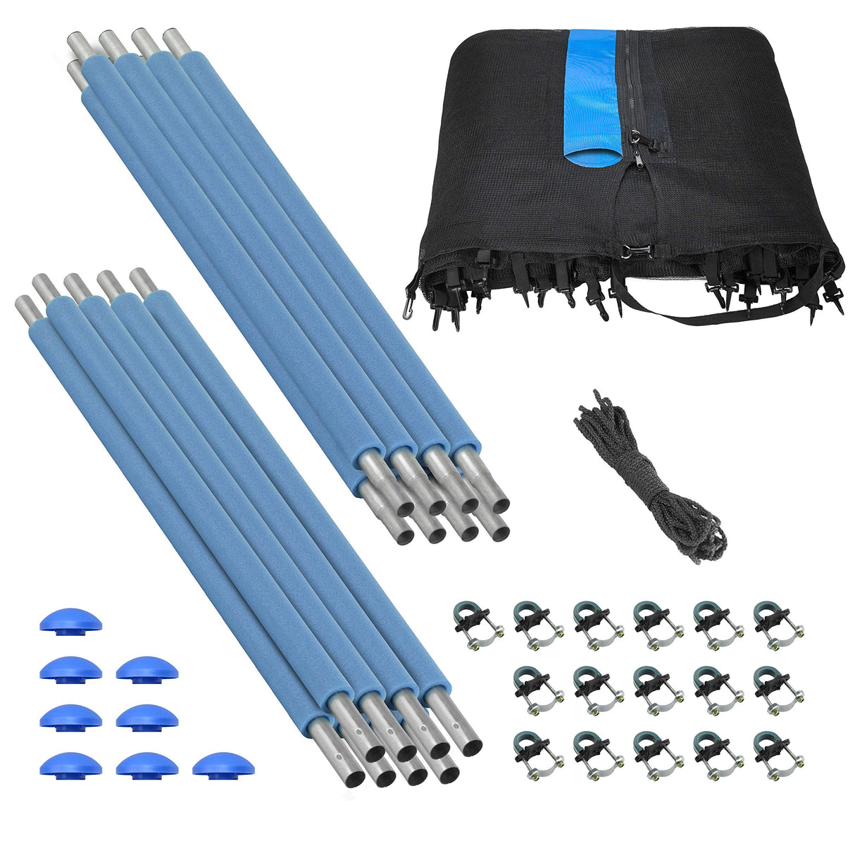 Machrus Upper Bounce Trampoline Safety Enclosure Set for 7.5 FT 10FT 12FT 13FT 14FT 15FT Frames - Includes Net, Poles & Hardware - Installs Outside Frame Upper Bounce