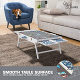 Jumbl Premium 1000-Piece Tilting Puzzle Board Rack w/Felt Surface 6 Removable Sorting Drawers Interlocking Cover | 23” x 31” Wooden Jigsaw Puzzle Table w/Legs | Reinforced Hardwood Construction Jumbl