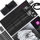 HIFORNY 36 PCS Sketching Drawing Pencil Set,Sketch Pencils Art Supplies with Graphite,Charcoal,Blending Tools,Accessories,Drawing Kit for Adults Artists in Canvas Roll Up Case HIFORNY