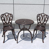 3 Piece Bistro Set,Outdoor Patio Set,Anti-Rust Cast Aluminum Bistro Table Set for Park Yard Front Porch Furniture(New Brown)… C/G patio casa