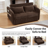 N NOORDENIYA 55.5" Corduroy Convertible Sofa Bed, Pull Out Sleeper Sofa Bed, Loveseat Couch with USB Charging Ports, 3 in 1 Convertible Sleeper Sofa Bed for Living Room, Apartment, Bedroom, RV, Brown N NOORDENIYA