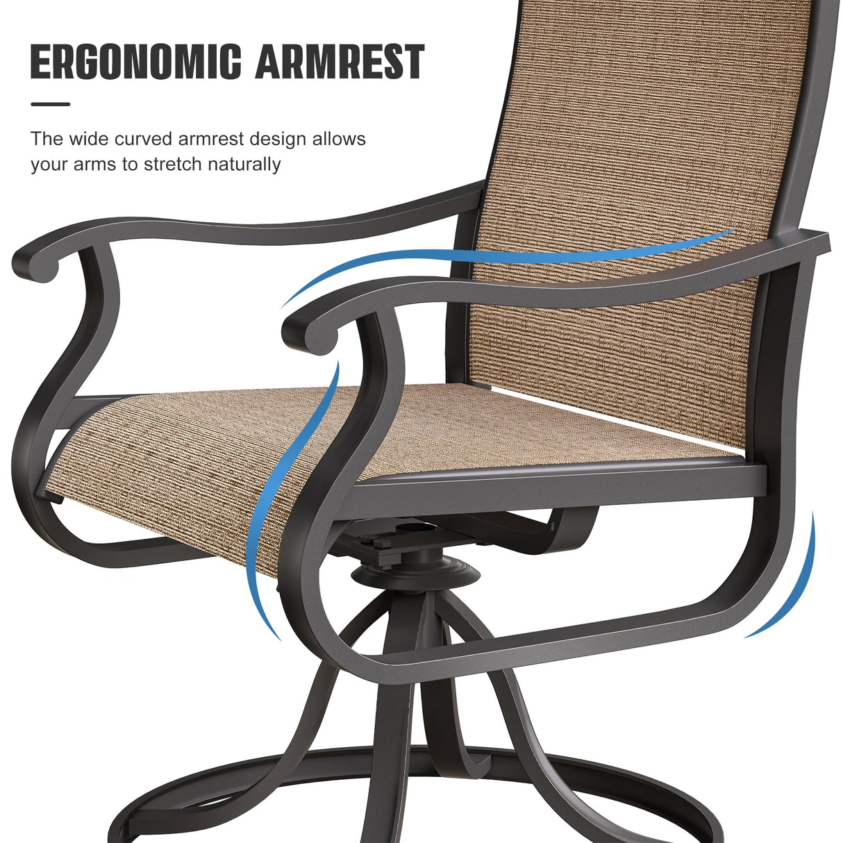 VONZOY Patio Swivel Chairs Set of 2, Outdoor Dining Chairs with High Back, All-Weather Swivel Rocker Chair for Lawn, Porch or Garden (Brown) VONZOY