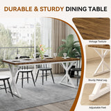 AMICLIBER Farmhouse Dining Table for 6-8 People, 70.8 Inch Rectangular Wood Dining Table, Rustic Kitchen Table with Extra Heavy Duty Metal Legs for Dining Room - Rustic Oak/White AMICLIBER