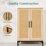 Best Choice Products 2-Door Natural Rattan 34 x 24in Multiuse Storage Cabinet for Bathroom, Living, Dining Room, Entryway w/Adjustable Shelves Best Choice Products
