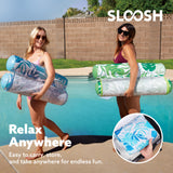 SLOOSH 2 Packs Tropical Leaves Hammock Pool Floats Adults, 4-in-1 Multi-Purpose Inflatable Pool Floats PVC Water Hammock Lounge Floaties (Blue&Green) Sloosh