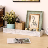 Rustic Wooden Serving Trays Rectangular with Handle,Ottoman Tray for Living Room 16 Inch Long for Serving Wine(whitewashed) SWT8CAI