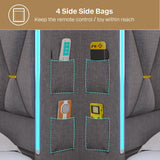 King Size Bed Frame with Storage, Platform Bed Frame King Size with LED Lights, King Bed Frame with Upholstered Headboard & Charging Station, No Box Spring Needed, Noise-Free, Easy Assembly, Gray Tagafi