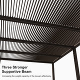 PURPLE LEAF Outdoor 12' × 20' Louvered Pergola with Long Side Beam Roller Blinds and Patio Adjustable Aluminum Canopy Retractable Metal Roof for Deck Outside Backyard Hardtop Gazebo Sun Shade PURPLE LEAF