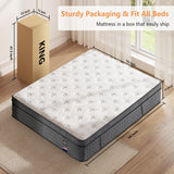 King Size Mattress 14 inch, Medium Firm Hybrid Mattresses with Cooling Gel Memory Foam, King Mattress in a Box, Independent Spring for Motion Isolation, Pressure Relief & Upgraded Support, CertiPUR-US Pamag pieeoo