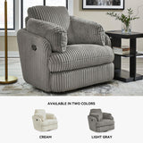 Signature Design by Ashley Tie-Breaker Casual Manual Press-Back Swivel Glider Rocker Recliner with 2 Bolster Pillows and Hidden Storage, Light Gray Signature Design by Ashley