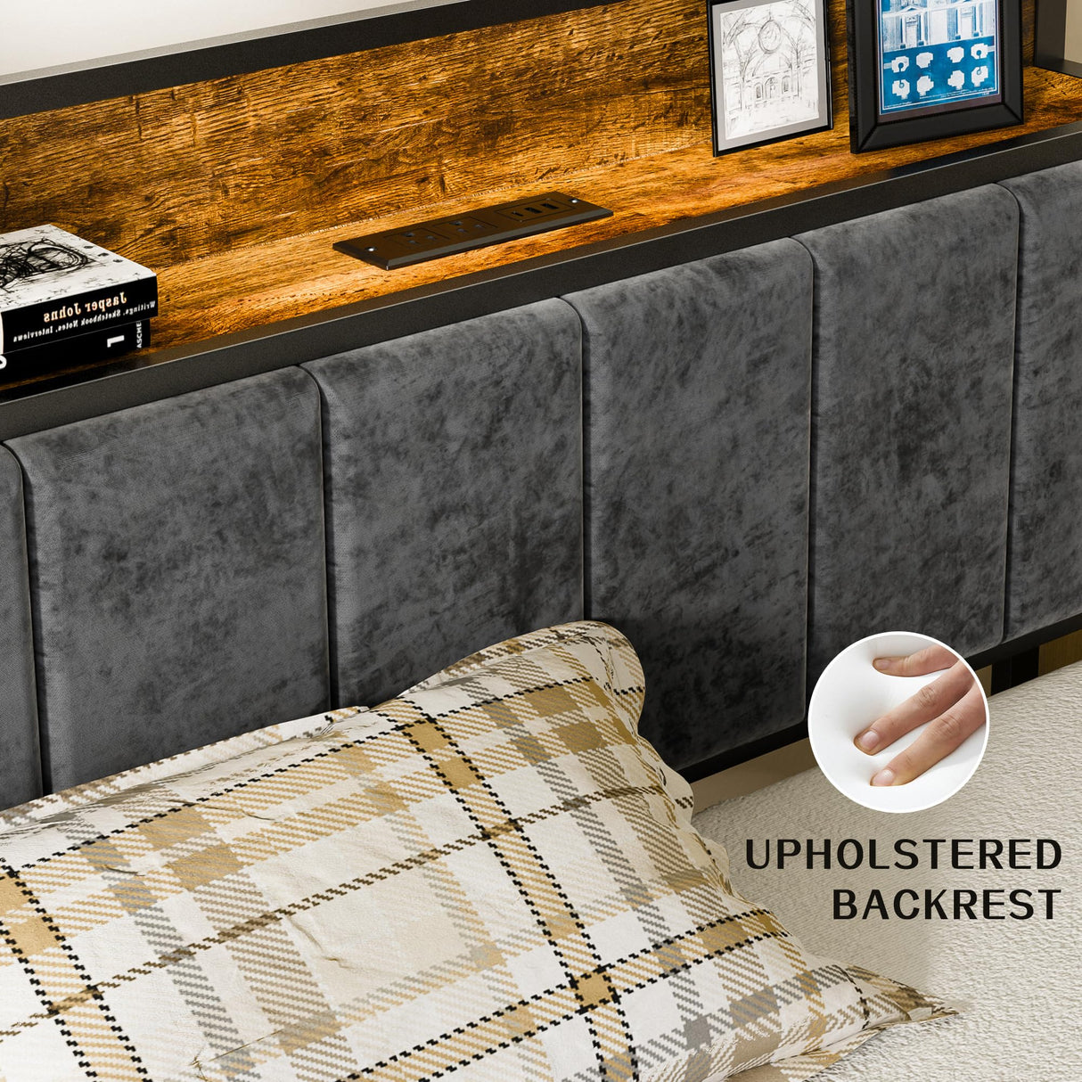 Twin Bed Frame with Smart LED Lights, Storage Headboard and USB Charging Station, Metal Platform Bed Easy Assembly, Noise Free, No Box Spring Needed Liians