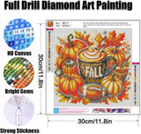 Ekuxom Halloween Diamond Art Kits for Adults Fall, Pumpkin Diamond Painting Kit for Adults Beginners, DIY 5D Full Drill Round Gem Art for Home Wall Decor Gift 12x12 inch Ekuxom