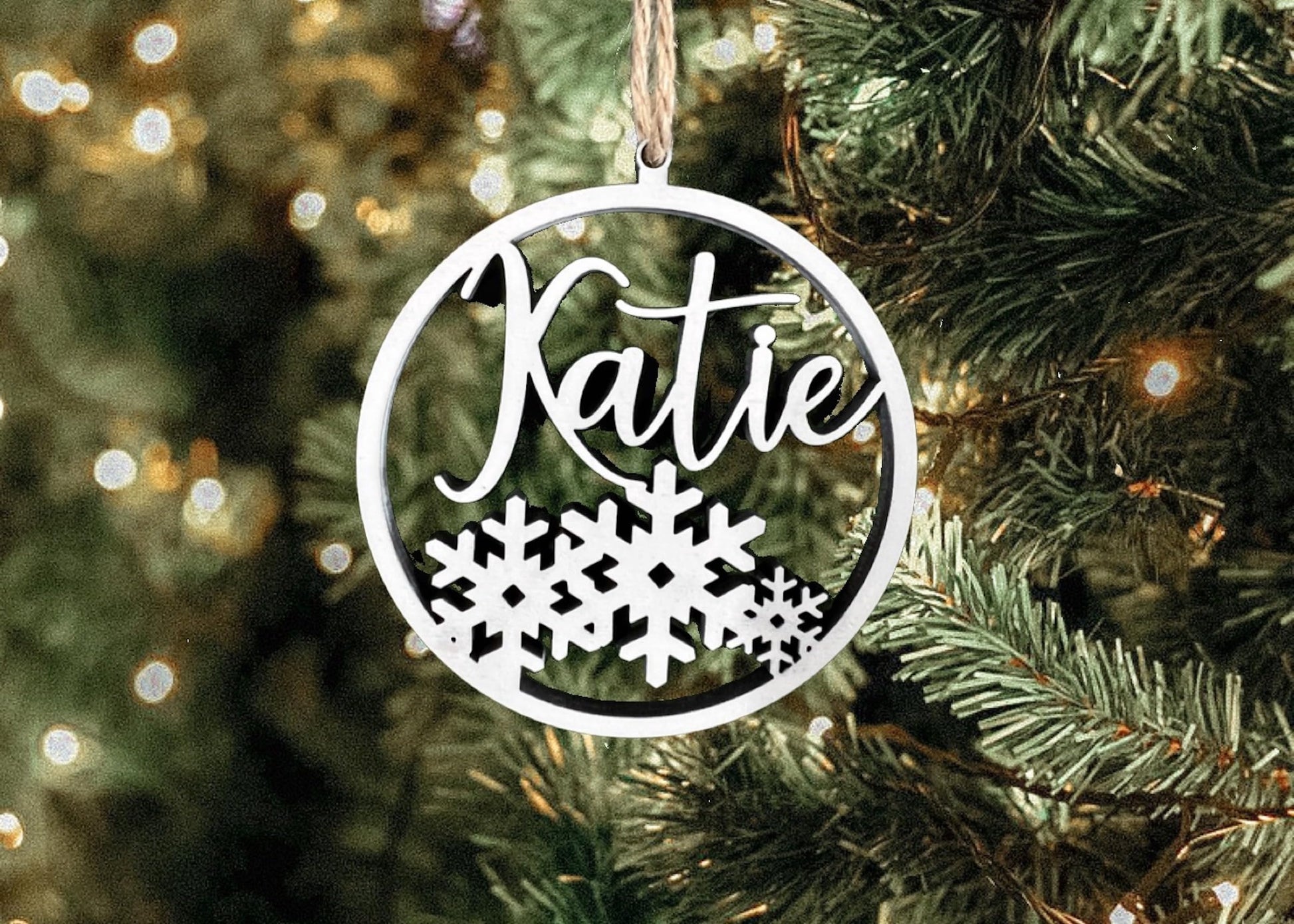 Personalized Name Ornament, Custom Family Name Ornament, Wooden Christmas Stocking Tag, Present Gift Tag - WoodArtSupply