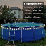 Hahood 88 Ft Solar Pool String Lights for Above Ground Pools 100 LEDs Outdoor Waterproof Pool Trampoline Globe Lights for Frame Pool Decor 8 Lighting Modes Pool Accessories for 18 Ft Swimming Pools Hahood