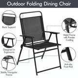 Yaheetech Outdoor Patio Chairs Set of 2, Folding Patio Chairs with Metal Frame, Armrests, Portable Dining Chairs for Camping, Lawn, Garden and Porch, Black Yaheetech