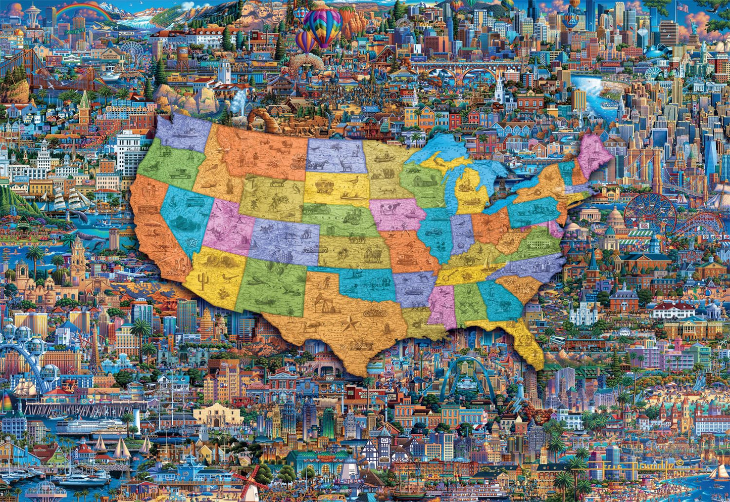 Buffalo Games - Dowdle - Best of America - 2000 Piece Jigsaw Puzzle for Adults Challenging Puzzle Perfect for Game Nights - Finished Size 38.50 x 26.50 - WoodArtSupply