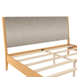 DHP Dacin Wood Bed Frame with Upholstered Headboard, King, Beige Linen DHP