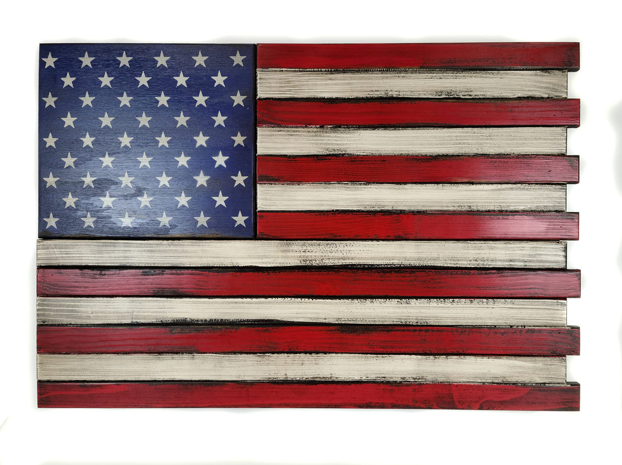 American Furniture Classics Model LRG2COMP Large American Flag Wall Hanging Gun Concealment with Two Secret Compartments, Red White and Blue American Furniture Classics