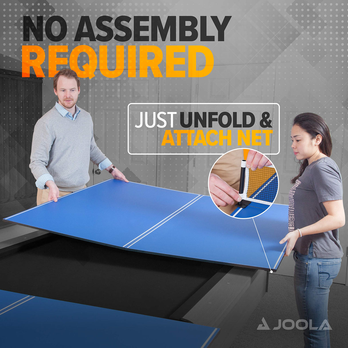 JOOLA Tetra - 4 Piece Ping Pong Table Top for Pool Table - Includes Ping Pong Net Set - Full Size Table Tennis Conversion Top for Billiard Tables - Easy Assembly & Compact Storage - Incl. Foam Backing JOOLA