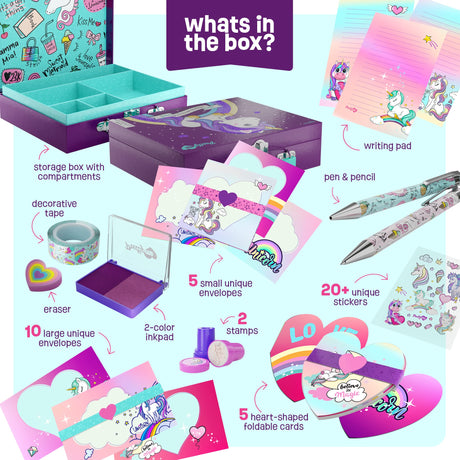 Pretty Me Unicorn Stationery Set for Kids - Birthday Gifts for Girls Ages 6, 7, 8, 9, 10 to 12 Year Old Age - Stationary Letter Writing Art Kit - Best Girl Birthday Gift - Preteen Craft Toys, Presents Pretty Me