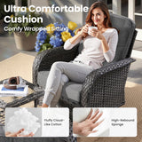 ovios 9 Pieces Patio Furniture Set, Outdoor Wicker Sofa Couch with Rocking Swivel Chairs Fire Pit Table, Modern Deep Seat Rattan Conversation Sets for Porch Deck, Dark Grey ovios