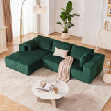 Huatean Home 108” Modular Sectional Sofa, Sponge Sectional Sofa Couch for Living Room, Modular L-Shape Sofa Couch with Chaise, DarkGreen Huatean Home