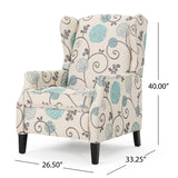 Christopher Knight Home GDFStudio Westeros Traditional Wingback Fabric Recliner Chair (White & Blue Floral) CHRISTOPHER KNIGHT HOME
