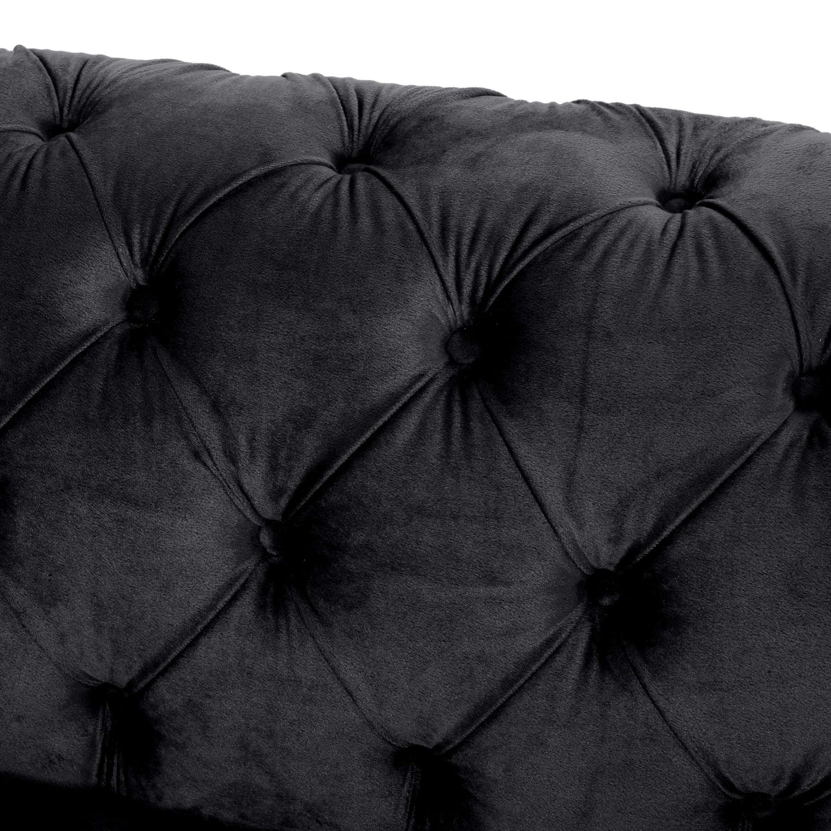 Asucoora Tufted Velvet Sofa Couch for Living Room, Upholstered Tuxedo Arm 3-Seater Sofa Couch with Golden Legs, Chesterfield Sofa Apartment, Office, Studio Black Asucoora