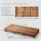 TINAMO One Step Stool for Elderly (35" Length) - Acacia Wood High Riser Step Stool with Non-Slip Pads - 550 Lbs Wooden Mobility Stepping Stools for Handicap, Bed, Bathroom, Kitchen (35" L x 16" W) Tinamo