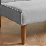 HomePop Upholstered Bergen Convertible Futon Sofa Bed, Modern Sofa Couches for Living Room, Small Spaces, Dorm, Apartment, Gray Woven HomePop