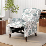 Christopher Knight Home 29.75" Push Back Recliner Chair,Upholstered Recliner Armchair with Classic Wing Back and Solid Gourd-Shaped Wooden Legs, White&Blue Christopher Knight Home
