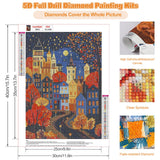 CEOVR European Town Diamond Art Kits for Adults, Abstract House Diamond Painting Dots DIY DIY Gem Art, Adult Crafts Kits Wall Decor for Home Office 12x16in CEOVR