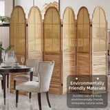 Asnefeli 6 Panels Room Divider Screen, Rustic Rattan Room Divider, Wood Folding Privacy Screen, Foldable Wood Divider Wall, Portable Partition Panel, Wall Divider for Room Separation (Natural) Asnefeli