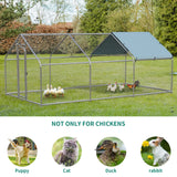 DWVO Large Metal Chicken Coop with Top Cover, 19.7'Lx9.8'Wx6.4'H Large Poultry Cage with Run, Chicken Run House Duck Cage Rabbits Coop for Outdoor Yard Farm DWVO
