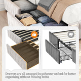 Yaheetech Upholstered Queen Bed Frame with 4 Storage Drawers and Modern Design Yaheetech
