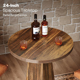 Tribesigns Bar Table, 37.4" High Round Pub Table for Small Bars, Dining Room, Kitchen, Rustic Brown (Only Table) Tribesigns