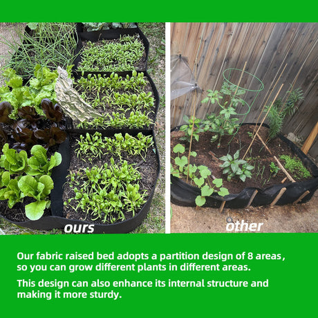 CJGQ Fabric Raised Garden Bed, 128 Gallon 8 Grids Plant Grow Bags, 3x6FT Planter Raised Beds for Growing Vegetables Potatoes Flowers, Rectangle Planting Container for Outdoor Gardening CJGQ
