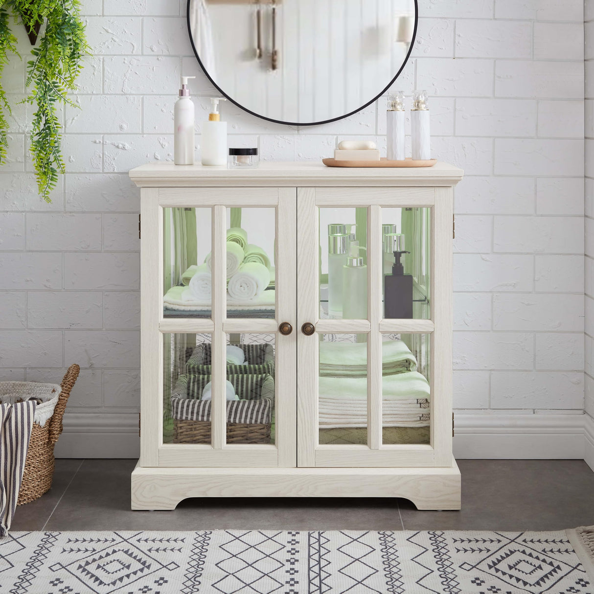 LUMISOL LED Curio Display Cabinet, Antique Display Cabinet with Adjustable Shelves, Retro Showcase with Lattice Doors, Elegant Bookcase and Storage Cabinet for Home Decor Organization, White LUMISOL