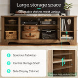 LINSY HOME Farmhouse TV Stand for 65 Inch TV, Wood Entertainment Center with Glass Door Storage Cabinet & Adjustable Shelves, Large Sturdy TV Console Table for Living Room Bedroom LINSY HOME