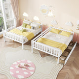 Ball & Cast Full Over Full Wood Bunk Bed for Kids,Convertible Storage Bunk Bed with Two Storage Drawers and Ladder,Can Be Divided Into Two Full Size Daybeds,No Box Spring Required,White Ball & Cast